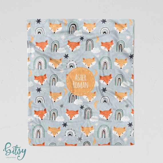 Personalized Baby Blanket With Name - Cute Fox Design Flannel Swaddle Blanket 30x40 Inches - View #8
