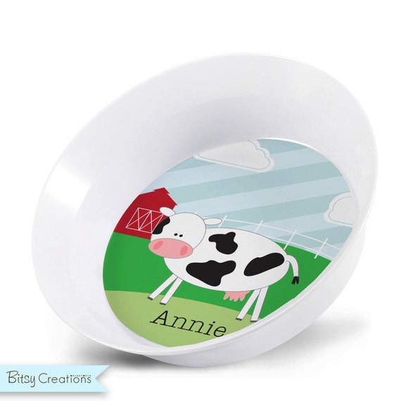Cow Plate or Bowl Custom Personalized with Childs Name