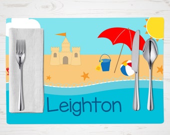 Personalized Children's Placemat - Beach Placemat - Personalized with Child's Name - Custom Placemat