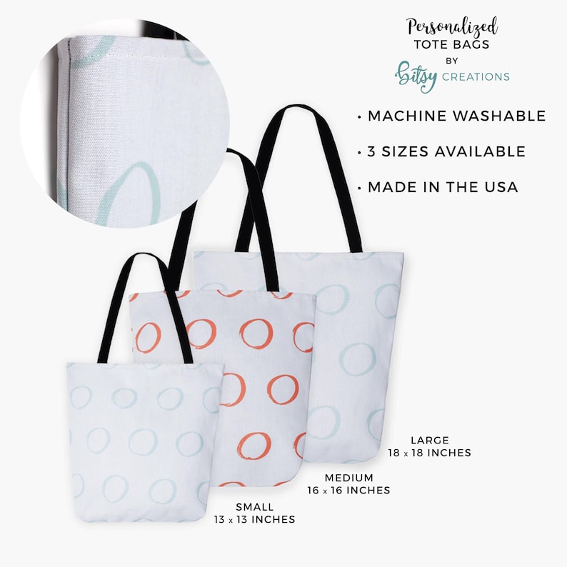 Personalized Library Tote Bag - Custom Made Library Book Bag - Three Sizes and Five Colors to Choose From image 5