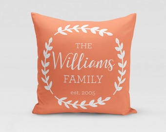 Personalized Family Pillow Cover - You Choose Colors - Customized with Name and Established Year - Twill Pillowcase - COVER only