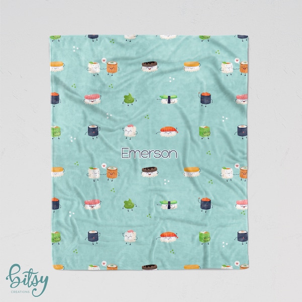 Kawaii Sushi Print Pattern Blanket