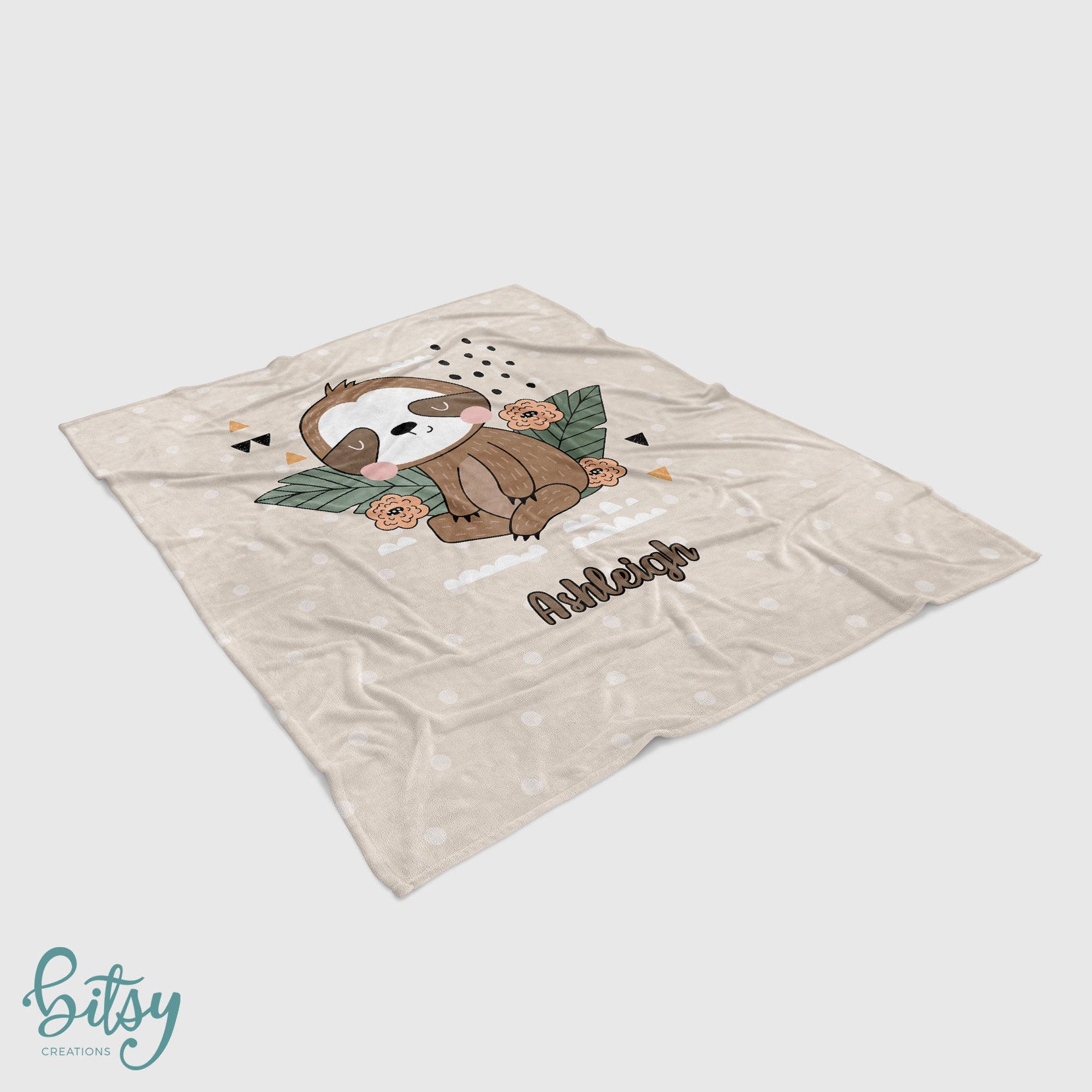 Personalized Sloth Blanket Soft Minky Blanket Sizes for Etsy UK