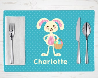 Children's Placemat - Easter Bunny Placemat - Girl Bunny - Personalized with Child's Name - Custom Placemat