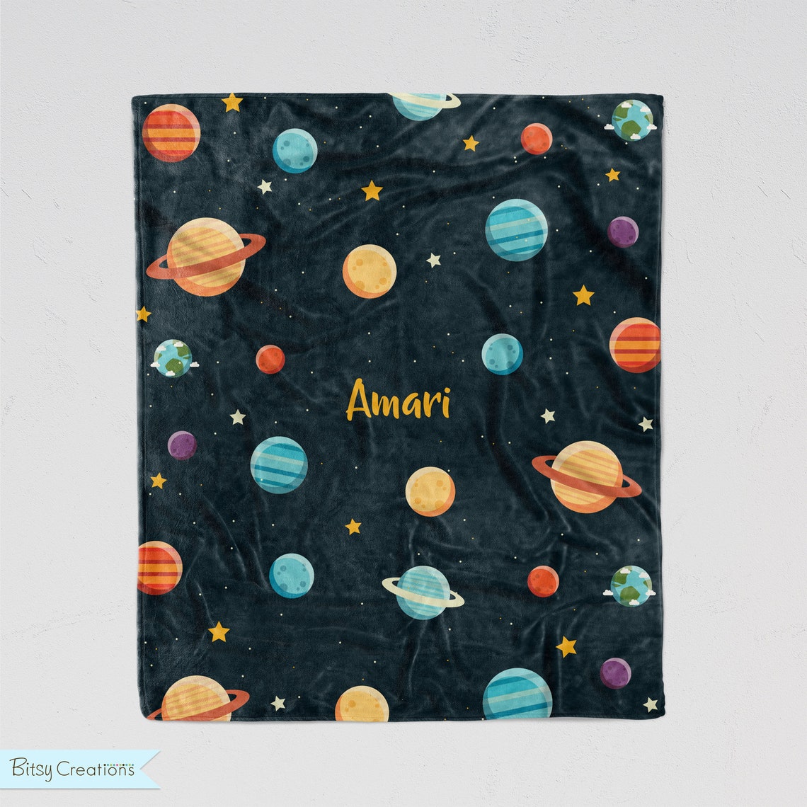 Space Blanket for Children Personalized and Stars Etsy
