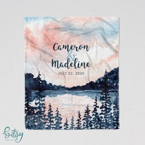 Personalized Blanket - Wedding or Anniversary - Names and Date - Soft Minky Blanket Custom Made Three Sizes - Engagement or Wedding