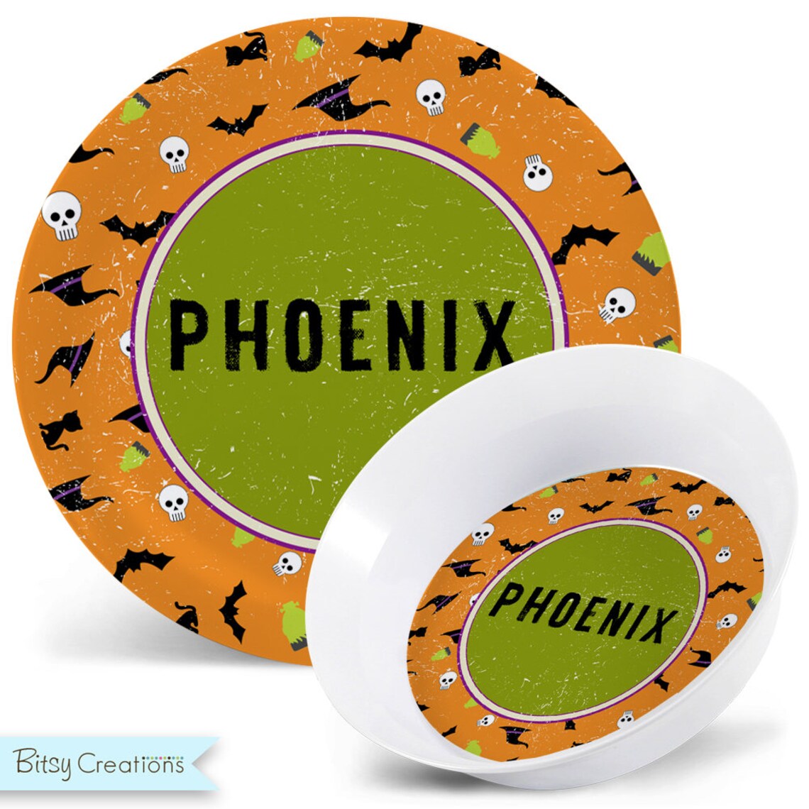 Personalized Halloween Plate for Kids Child's Bowl Plate Etsy