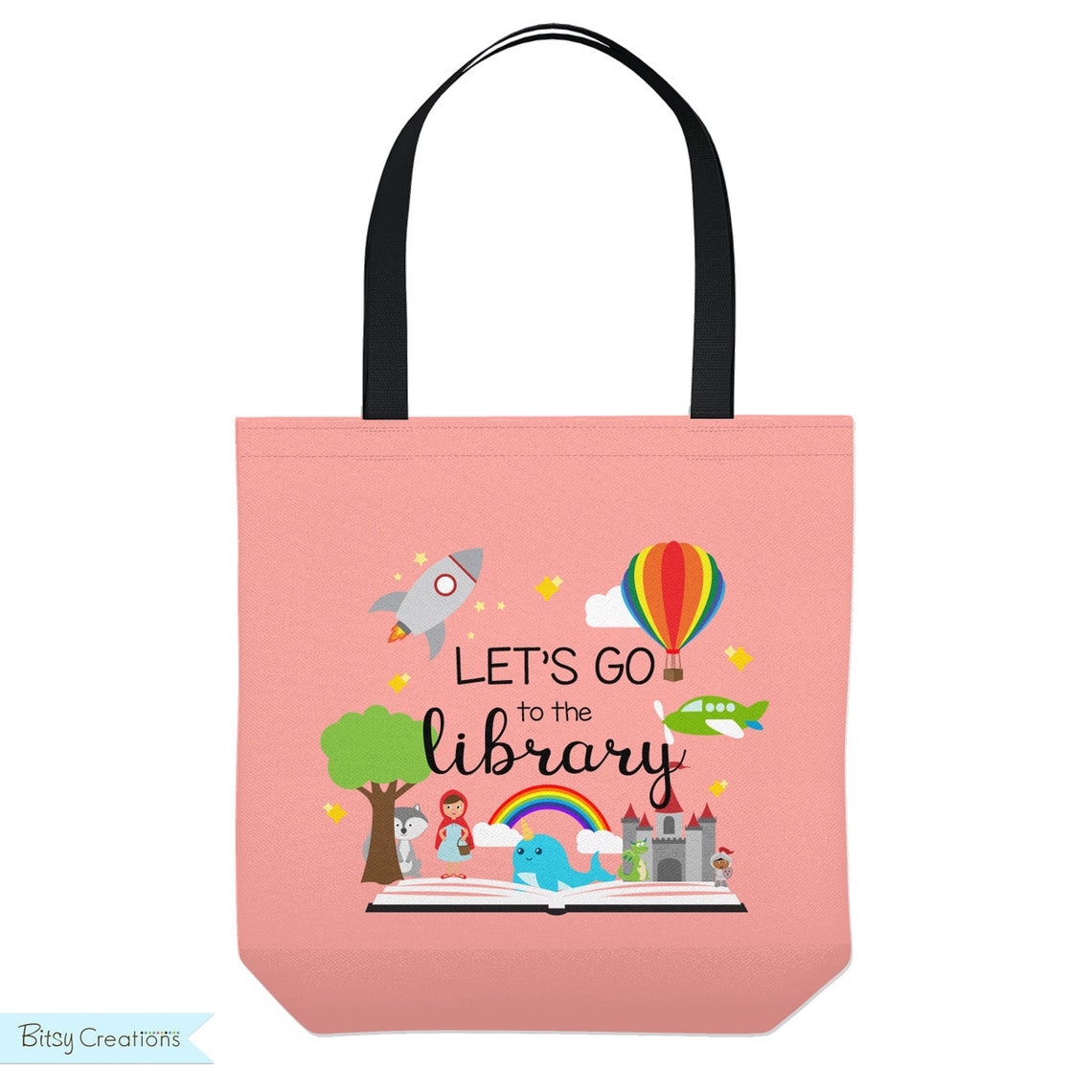 Personalized Library Tote Bag Custom Made Library Book Bag Etsy