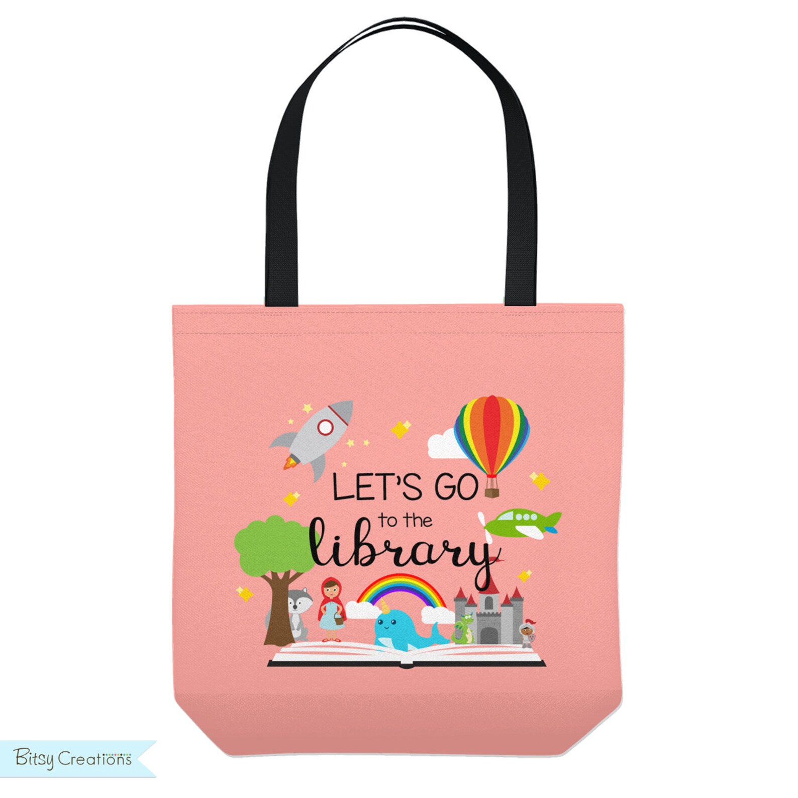 Personalized Library Tote Bag Custom Made Library Book Bag Etsy
