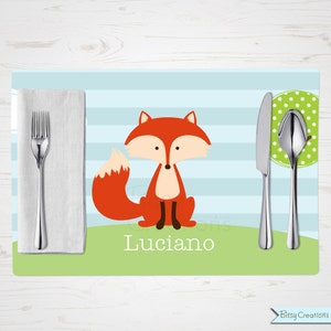 Children&#39;s Placemat - Fox Placemat - Personalized with Child&#39;s Name - Custom Placemat