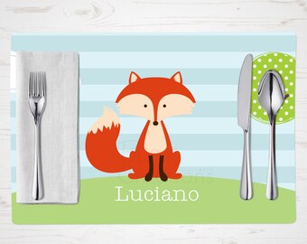 Children's Placemat - Fox Placemat - Personalized with Child's Name - Custom Placemat