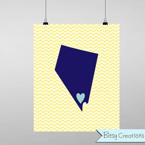 Heart State Printable Wall Art Custom Colors and Backgrounds ...