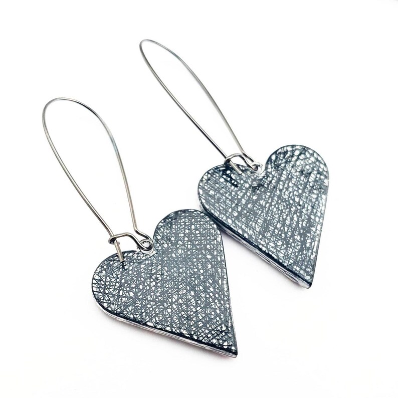 Love Heart Dangle Earrings, Red Heart Jewelry, Distressed Heart Earrings, Anniversary Gift, Wife Gift, Girlfriend Gift, Love Earrings image 5