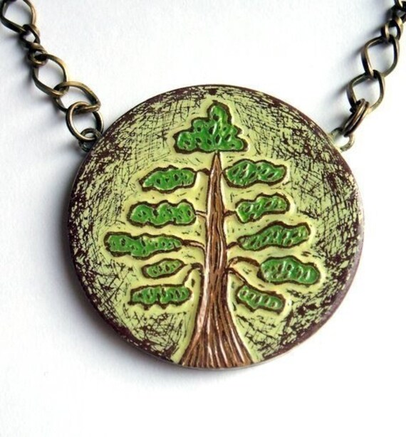 Green Tree Necklace Tree of Life Necklace Woodland Tree Etsy