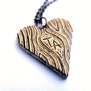 Wood Grain Faux Bois Heart Necklace True Love Always Valentine's Day Necklace image 4