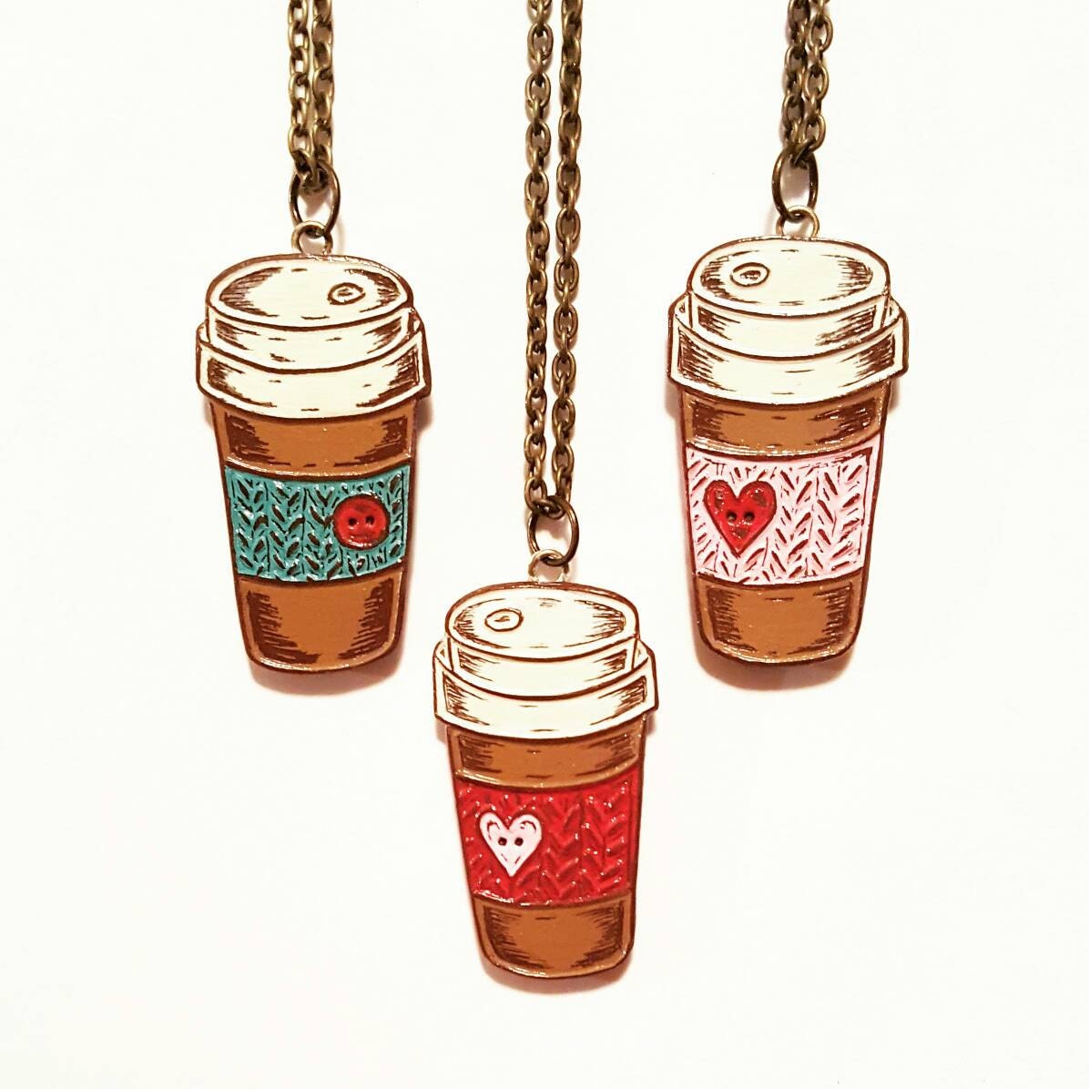 Coffee Necklace Travel Mug Necklace Coffee Cup Necklace Etsy