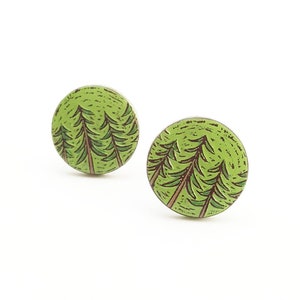 Pine Tree Cufflinks, Forest Cufflinks, Woodland Cuff Links, Father&#39;s Day Gift, Outdoorsman Gift, Woodland Wedding, Gift for Men, Groom Gift