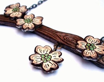 Tree Branch Necklace. Dogwood Necklace. Dogwood Flower Necklace. Garden Wedding. Rustic Wedding. Spring Jewelry