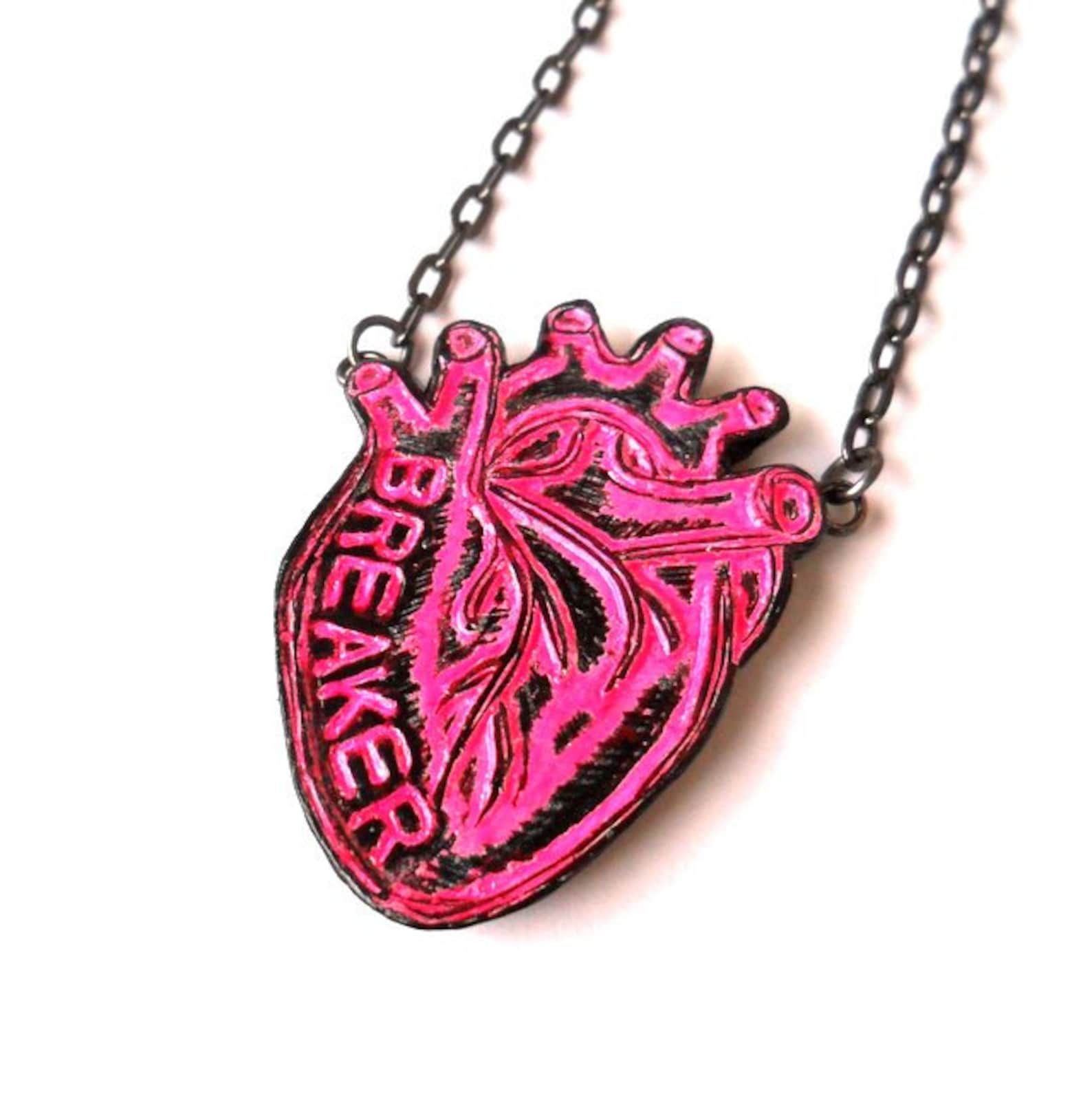 Anatomical Heart Necklace Conversation Heart Necklace Etsy