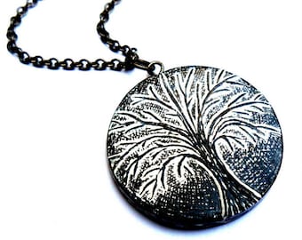 Black and White Tree of Life Necklace - Winter Hibernation