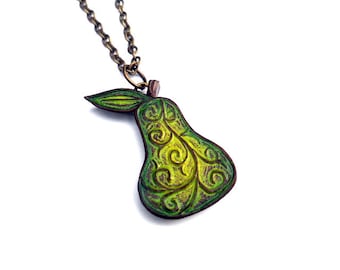 Rustic Pear Necklace. Pear Jewelry. Pear Pendant.