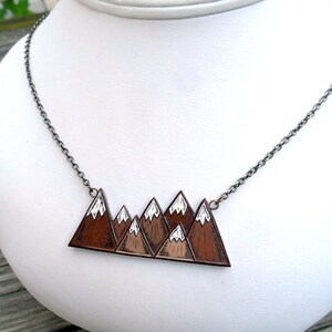 Brown and White Mountain Necklace, Mountain Range Pendant, Graduation Gift image 5