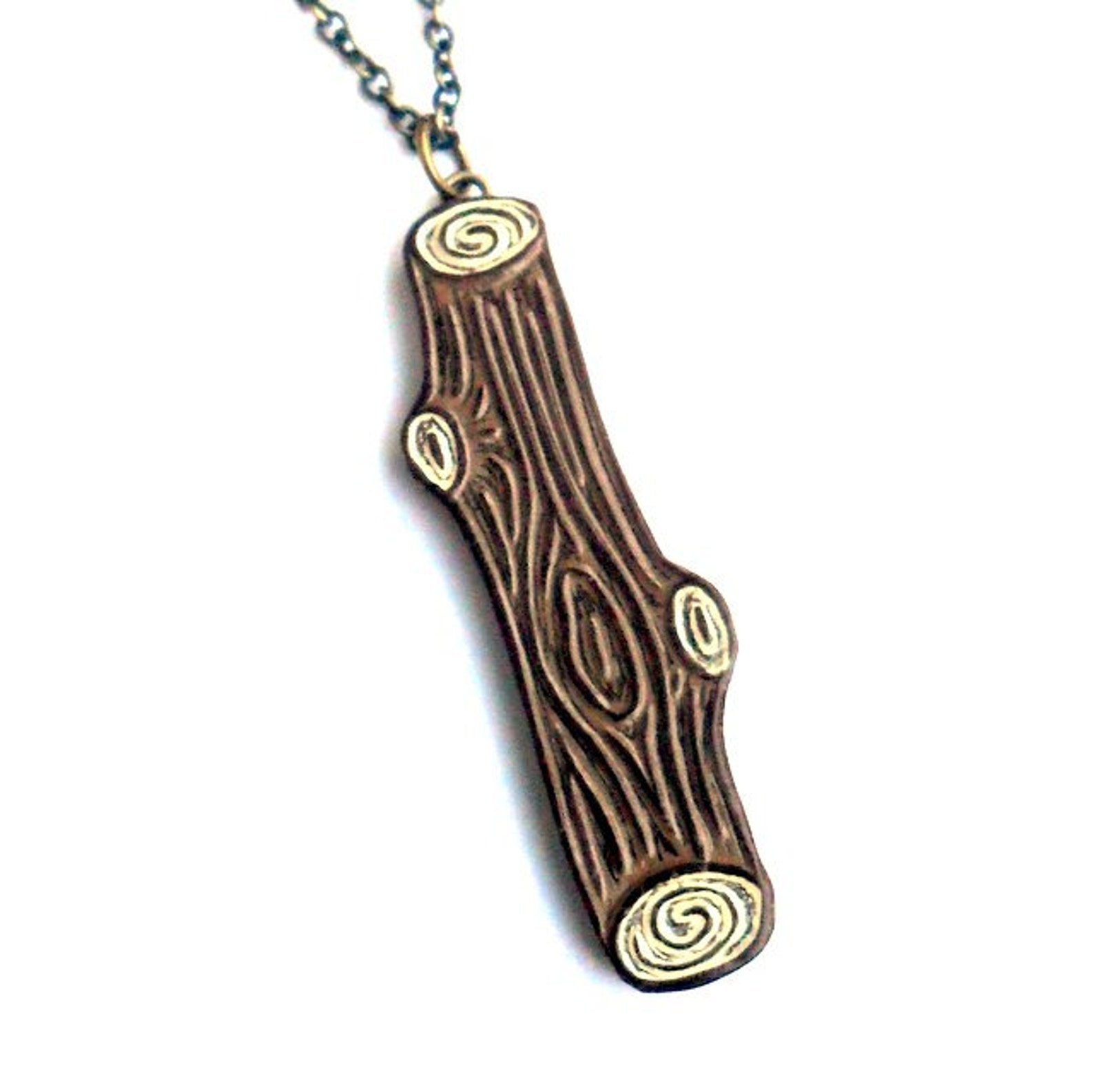 Log Necklace Tree Branch Necklace Woodland Jewelry Faux Etsy