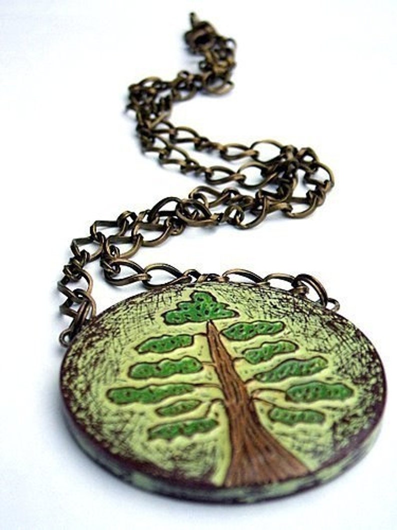 Green Tree Necklace Tree of Life Necklace Woodland Tree Etsy