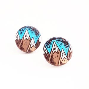 Mountain Stud Earrings, Mountain Post Earrings, Mountain Range Earrings, Mountain Jewelry