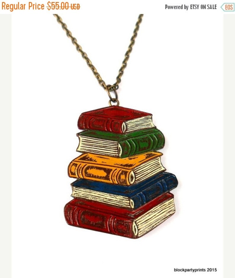 Pile of Books Necklace. Book Necklace. Bibliophile Gift. Gift Etsy