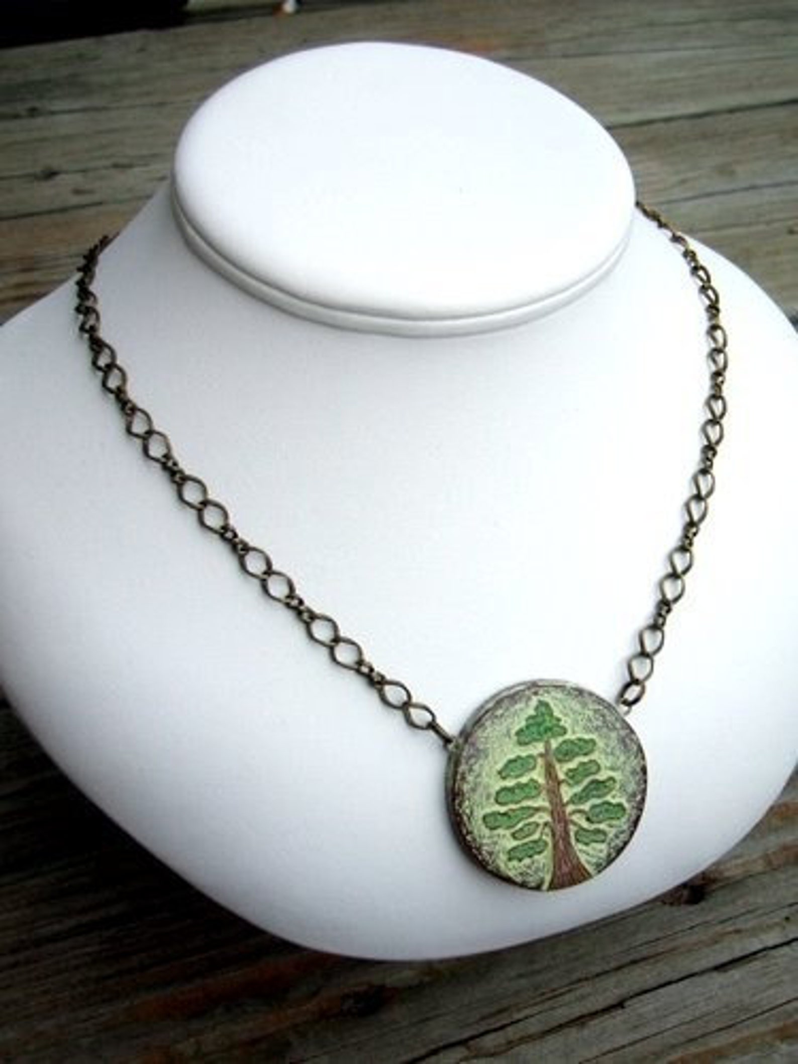 Green Tree Necklace Tree of Life Necklace Woodland Tree Etsy