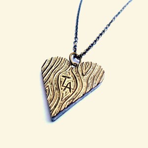 Wood Grain Faux Bois Heart Necklace True Love Always Valentine's Day Necklace image 5