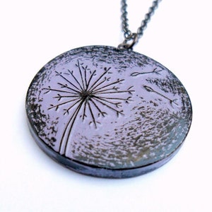 Lavender Dandelion Necklace, Purple Dandelion Flower Pendant,  Dandelion Seed Necklace, Dandelion Jewelry, Graduation Gift, Daughter Gift