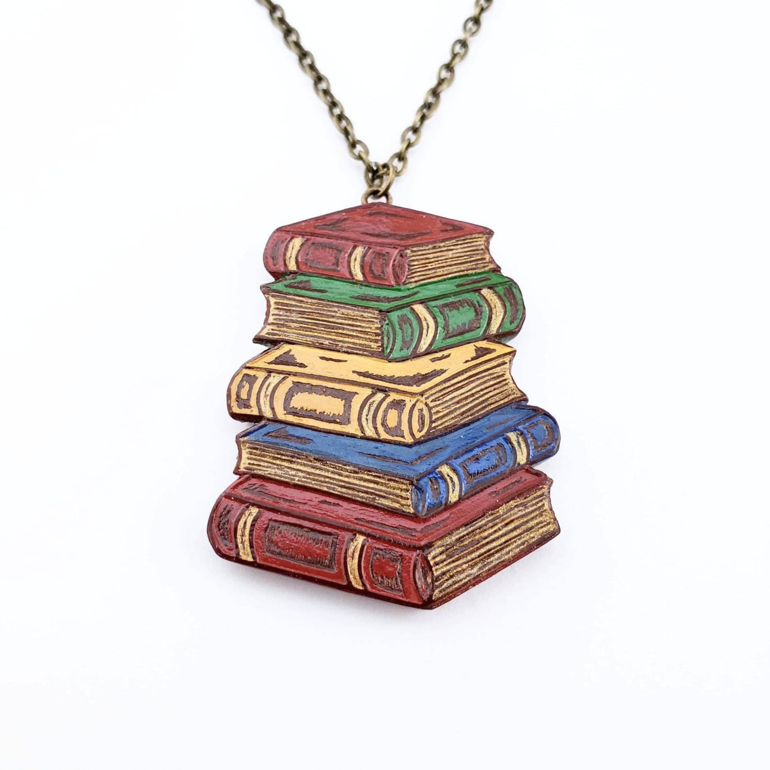 Pile of Books Necklace. Book Necklace. Bibliophile Gift. Gift Etsy