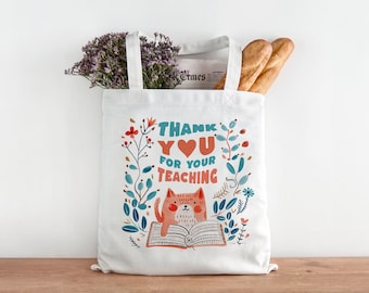 Teacher Gifts Tote Bag, Teacher Appreciation Tote Bag, Thank You For Your Teaching End Of Year Gift, 100% Cotton Eco Friendly Tote Bag