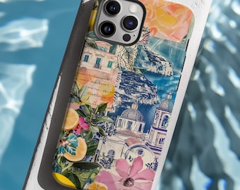 Italy Amalfi Coast Collage Phone Case, Italian Summer Phone Cover, iPhone 15 14 13 12 11 Pro Max 8 X XR XS, Samsung Galaxy S23 S22 21