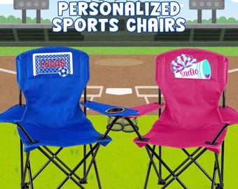 Silla plegable de camping personalizada para niños, asiento deportivo para niños pequeños, silla de exterior con nombre personalizado.