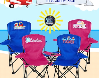 Personalized Kids Folding Camp Chair, Custom Name Beach Toddler Outdoor Seating