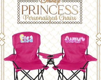 Personalized Princess Kids Chair, Custom Disney Inspired Name Chair, Girls Folding Camping Chair, Birthday Gift for Girl