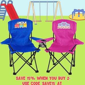 Personalized Kids Folding Camp Chair, Custom Name Toddler Outdoor Seat