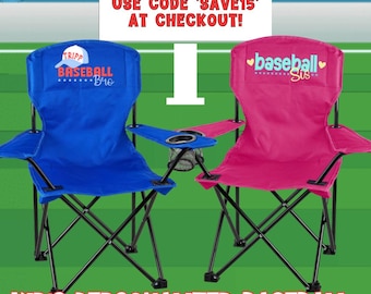 Silla plegable de camping personalizada para niños, silla de béisbol para niños pequeños con nombre personalizado.