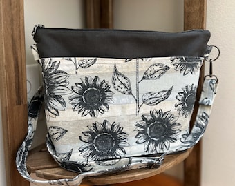 Hillside Tote | Crossbody Bag | Project Bag | Canvas Tote | Sunflower Print