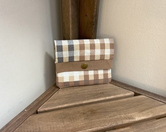 Minimalist Wallet Mini | Tan and Beige Plaid | Beige