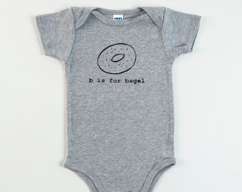 B is for Bagel Baby One-Piece Bodysuit (Heather Gray)