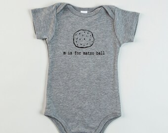 M is for Matzo Ball Baby One-Piece (Heather Gray)