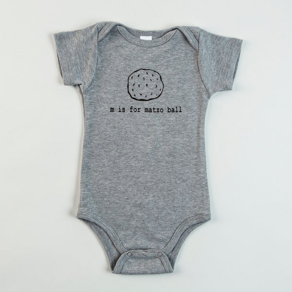 M is for Matzo Ball Baby One-Piece (Heather Gray)