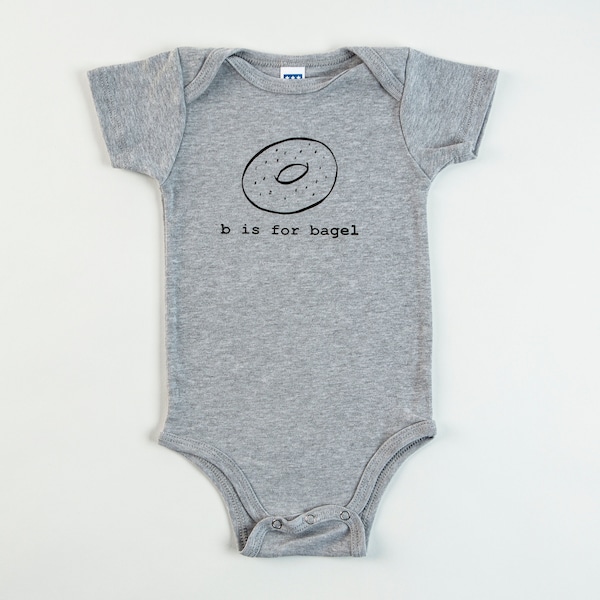 B is for Bagel Baby One-Piece Bodysuit (Heather Gray)