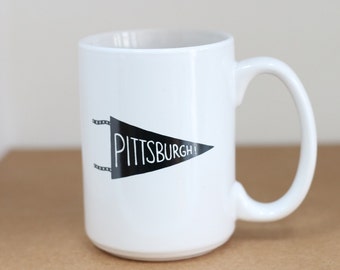 Pittsburgh Pennant Ceramic Coffee Mug 15 oz.