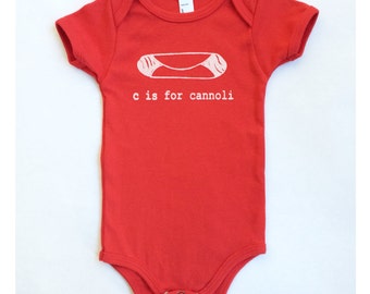 C is for Cannoli Baby One-Piece Bodysuit   (Red) - Italian, Italy