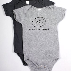 B is for Bagel Baby One-Piece Bodysuit Heather Gray image 2